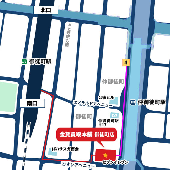 御徒町店アクセスMAP