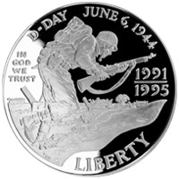 第二次世界大戦50周年記念 1ドル銀貨 表