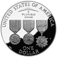 ベトナム退役軍人記念1ドル銀貨 裏
