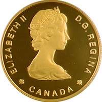 カナダ 1885 100ドル金貨 ビッグホーン｜表
