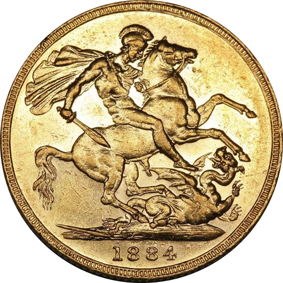 オーストラリア 1884 ビクトリア女王 ソブリン金貨｜表