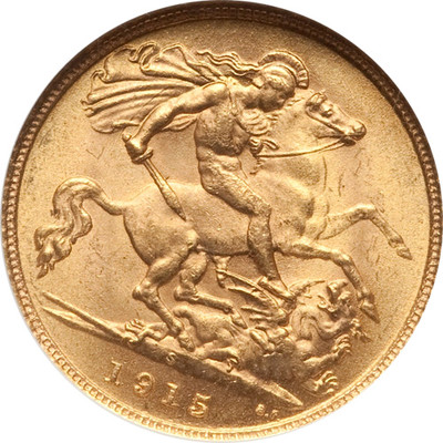オーストラリア 1915 ジョージ5世 ソブリン金貨｜表