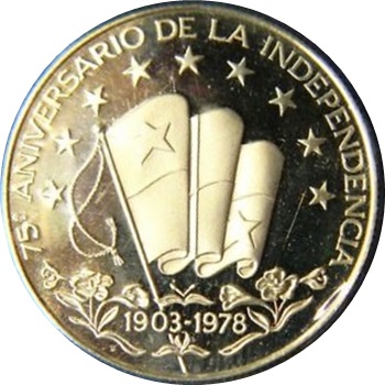 パナマ 1978 パナマ独立75周年 75バルボア金貨｜表