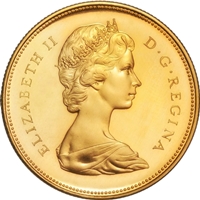 カナダ 1967 エリザベス2世 20ドル金貨｜表