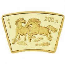 中国十二支金貨 1/2oz 午年（馬） 2002年 扇型｜表