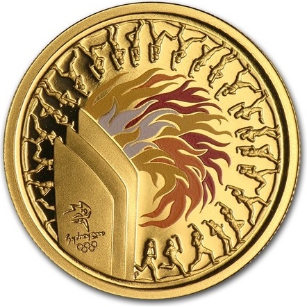 シドニーオリンピック記念 100ドル金貨(聖火)｜表