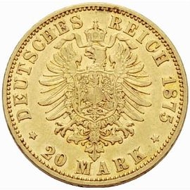 20マルク金貨 フリードリヒ1世 (アンハルト公)1875｜裏