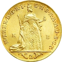 ハンガリー 1765 マリア・テレジア 2ダカット金貨｜表
