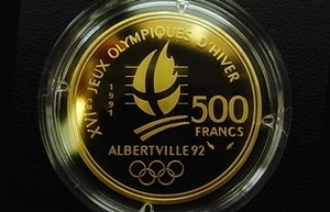 アルベールビル五輪記念500フラン金貨　裏