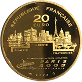 第9回世界陸上競技選手権 パリ大会公式記念コイン 20ユーロ金貨 ランナー/COURIR｜裏