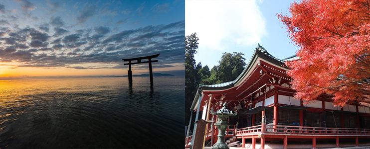 びわ湖と比叡山延暦寺