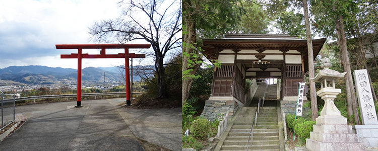 丸高稲荷神社からの景色と隅田八幡神社