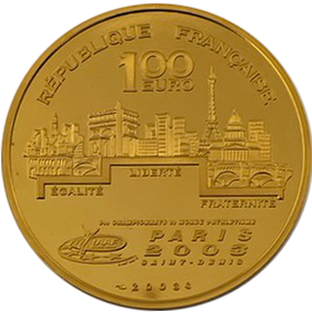 第9回世界陸上競技選手権 パリ大会公式記念コイン 100ユーロ金貨 ランナー/COURIR｜裏