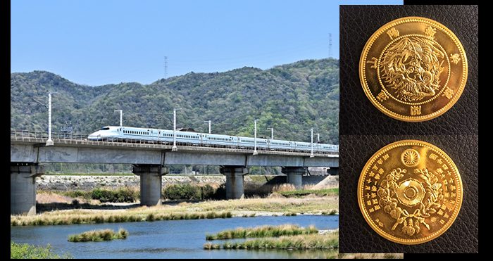 山陽新幹線開通記念純金メダルイメージ