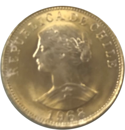 チリ 50ペソ金貨｜表