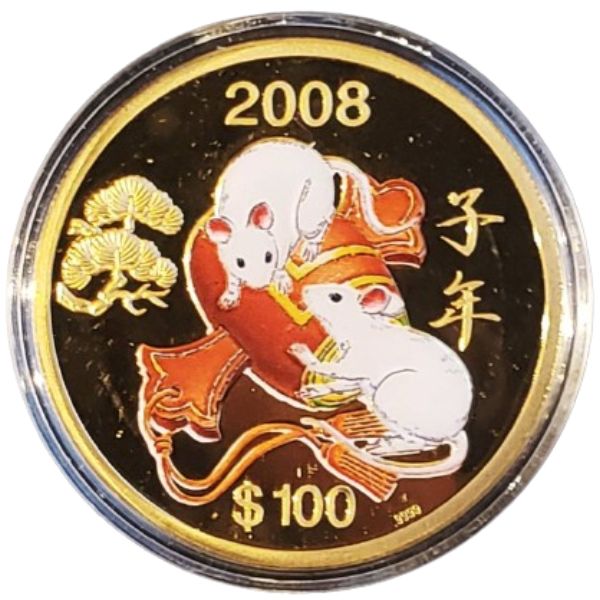 2008年 招福ねずみ 公式記念貨幣プルーフ金貨 1/2oz｜表