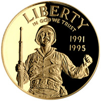 第二次世界大戦50周年記念 5ドル金貨 表
