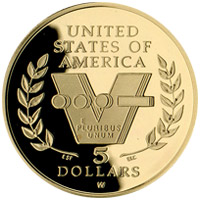 第二次世界大戦50周年記念 5ドル金貨 裏
