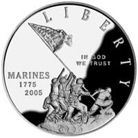 合衆国海兵隊230周年記念1ドル銀貨 表