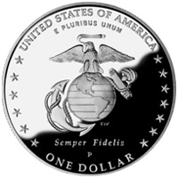 合衆国海兵隊230周年記念1ドル銀貨 裏